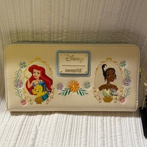 Loungefly Disney Princess Wallet with Ariel and other Princess Floral Design NWT